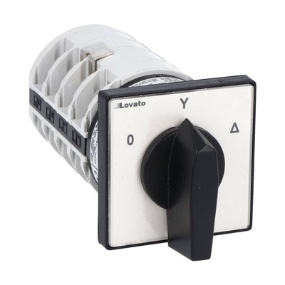 Rotary cam switch 7GN series, star-delta motor starter switch 63A, for front mounting with black handle, front plate 65X65mm