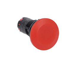 Monoblock mushroom head pushbutton actuator, red, spring return, 1NO+1NC spring terminals