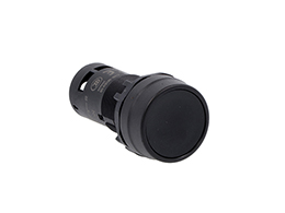 Monoblock pushbutton actuator, spring return, flush, black, 1NO+1NC screw terminals