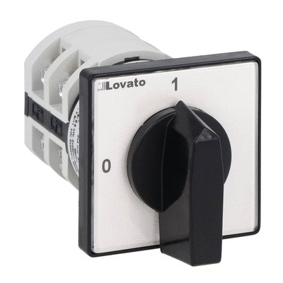 Rotary cam switch 7GN series, ON-OFF switch 4 poles 25A, for front mounting with black handle, front plate 48X48mm