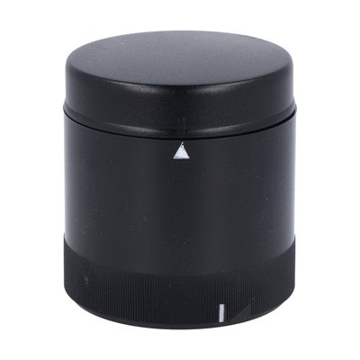 Pulsed or continuous sound module complete with cover. Ø70mm, 230...240VAC, pulsed (78dB) or continuous (75dB) sound. IP65 protection. Black