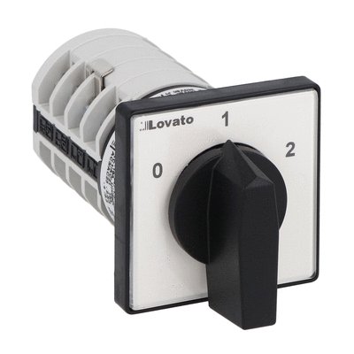 Rotary cam switch 7GN series, Dahlander motor control switch 0-1-2, 16A, for front mounting with black handle, front plate 48X48mm