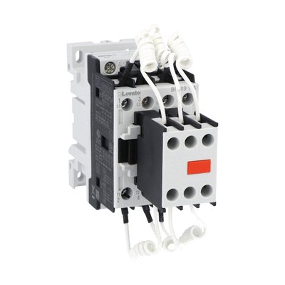 Contactor for power factor correction with AC control circuit, including limiting resistors, maximum IEC operational power 400V = 7.5kvar, coil 24VAC 60Hz