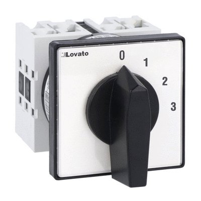 Rotary cam switch GX series, multi-step 0-1-2-3, 1 pole 32A, for front mounting with black handle, front plate 65X65mm