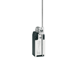 Limit switch, K series, adjustable roller lever, 1 bottom cable entry. Dimensions to EN 50047, metal body, contacts 1NO+1NC snap action. Plastic rod