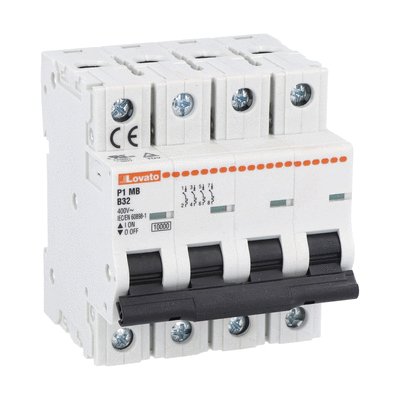 Miniature circuit breaker, 4P - 10kA. 4 modules, characteristic B, 1A