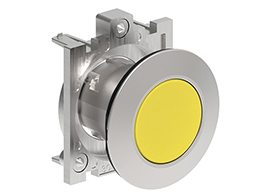 Push-Push button actuator Ø30mm Platinum series flat metal, flush. Push ON-Push OFF, yellow