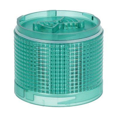 Blinking or steady light module Ø70mm. Integrated LED lamp, green