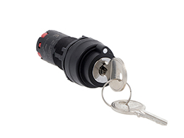 Monoblock selector switch actuator key, 2 positions, 1NO spring terminals