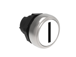 Pushbutton actuator, spring return, with symbol Ø22mm Platinum series chromed plastic, flush, I/White