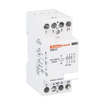 Modular contactor, three-pole or four-pole, 25A AC1, 220...230VAC (3NO+1NC))