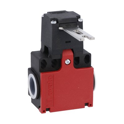 Limit switch, K series, key operated, 2 side cable entry. Dimensions compatible to EN 50047, plastic body, contacts 1NO+1NC slow action. Straight key