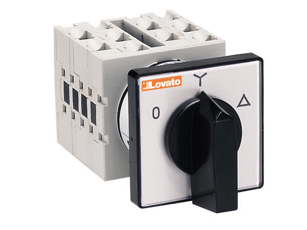 Rotary cam switch GX series, star-delta motor starter switch 40A, for front mounting with black handle, front plate 65X65mm