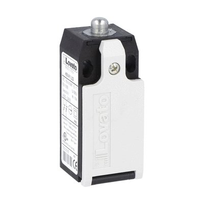 Limit switch, K series, top push rod plunger, 1 bottom cable entry. Dimensions to EN 50047, plastic body, contacts 3NC slow action. Metal plunger