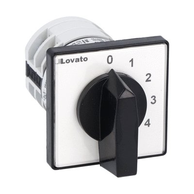 Rotary cam switch 7GN series, multi-step 0-1-2-3-4, 1 pole 16A, for front mounting with black handle, front plate 48X48mm
