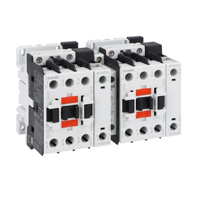 Changeover assembly, AC coil, side mount mechanical interlock with 2NC contacts, 56A AC1 in AC. Coil voltage 230VAC 50/60Hz