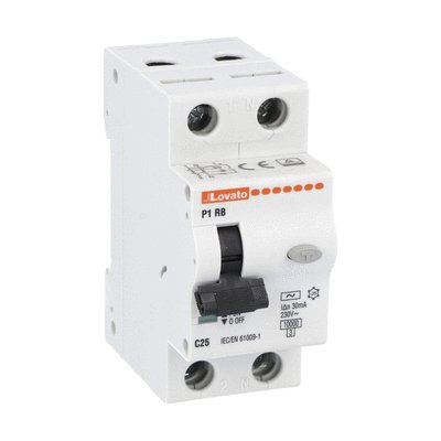 Residual current circuit breaker with overcurrent protection, 10kA. 2 modules, 1P+N - type AC, 25A