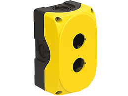 Control station, empty with no actuators, for 2 actuators. Yellow cover