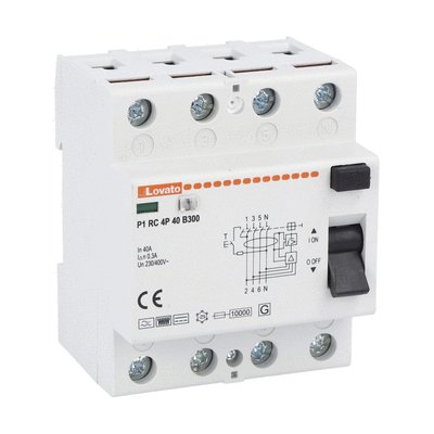Residual current operated circuit breaker, 4 modules, 4P - type B, 40A, 30mA