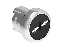 Pushbutton actuator, spring return, with symbol Ø22mm Platinum series metal, flush, → ║←/Black
