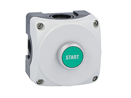 Grey control station LPZP1A8 complete with green flush pushbutton "START" LPCB1163 1NO