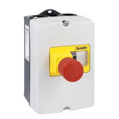 Surface mount enclosure IP65 (4X) for SM1P... width 100mm. With button for emergency stop