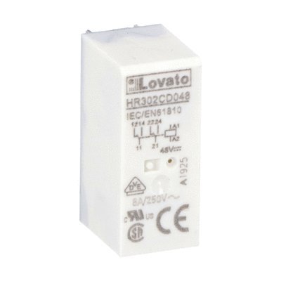 Miniature relay, 12VDC, 8A, 2C/O contact. Fitting on socket HR5XS2...