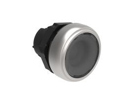 Illuminated Push-Push button actuator Ø22mm Platinum series chromed plastic, flush. Push ON-Push OFF, transparent
