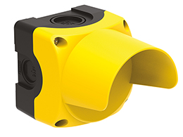 Control station, empty with no actuators, for 1 actuator with shroud. Yellow cover