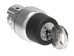 Selector switch actuator key Ø22mm Platinum series metal, 3 position, 1 - 0 - 2 with different key code