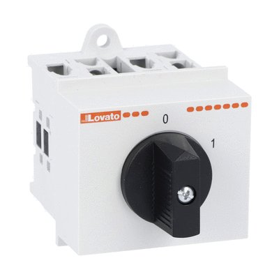 Rotary cam switch GX series, ON-OFF switch 2 poles 16A, modular service cover for 35mm DIN reail mounting with black handle, front plate 45X54mm