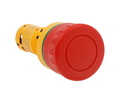 Monoblock mushroom head pushbutton actuator, red, latch, pull to release. Ø40mm. For emergency stopping, iso13850 compliant 1NC screw terminals
