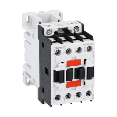 Three-pole contactor, IEC operating current Ie (AC3) = 9A, DC coil low consumption, 48VDC, 1NC auxiliary contact with mirror contact function