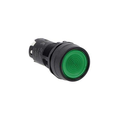 Monoblock illuminated pushbutton actuator, spring return, flush, green, 24VAC/DC 1NO spring terminals