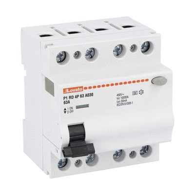 Residual current operated circuit breaker, 4 modules, 4P - type A, 63A, 30mA