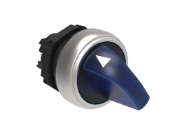 Illuminated selector switch actuator Ø22mm Platinum series chromed plastic, 2 position, 0 - 1. Blue