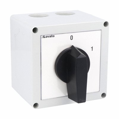 Enclosed rotary cam switch 7GN series, ON-OFF switch 3 poles 63A in plastic enclosure 125X175mm with black handle