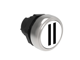 Pushbutton actuator, spring return, with symbol Ø22mm Platinum series chromed plastic, flush, II/White