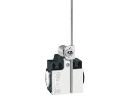Limit switch, K series, adjustable roller lever, 2 side cable entry. Dimensions compatible to EN 50047, plastic body, contacts 2NC slow action. Metal rod