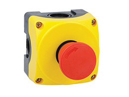 Yellow control station LPZP1A5 complete with mushroom pushbutton turn-to-release LPCB6344 1NC