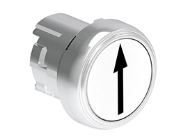 Pushbutton actuator, spring return, with symbol Ø22mm Platinum series metal, flush, ↑/White
