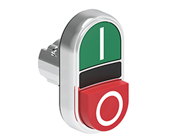 Double-touch actuator, spring return Ø22mm Platinum series metal, 1 extended and 1 flush pushbuttons. Both spring return, Green - Red/I - 0