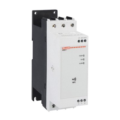 Soft starter, ADXNF... type, NFC version, with integrated by-pass relay, built-in fan. Auxiliary supply 24VAC/DC. Rated operational voltage 208...600VAC, 38A