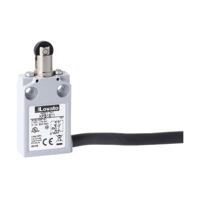 Prewired with 2m long cable metal limit switch, K series, top roller push plunger. Contacts 1NO+1NC slow action