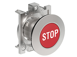 Pushbutton actuator, spring return, with symbol Ø30mm Platinum series flat metal, flush, STOP/Red