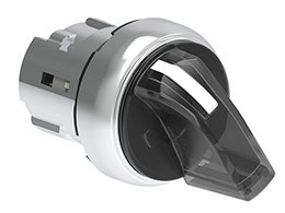 Illuminated selector switch actuator Ø22mm Platinum series metal, 2 position, 0 < 1. White