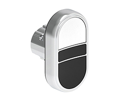 Double-touch actuator, spring return Ø22mm Platinum series metal, 2 flush pushbuttons. Both spring return, White - Black/I - 0