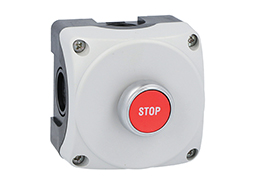 Grey control station LPZP1A8 complete with red flush pushbutton "STOP" LPCB1134 1NC