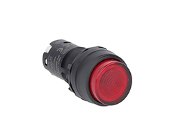 Monoblock illuminated pushbutton actuator, spring return, extended, red, 220VAC 1NC spring terminals