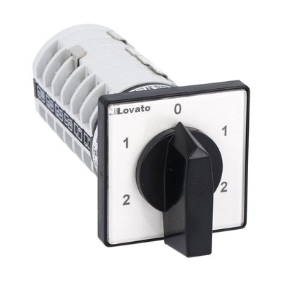 Rotary cam switch 7GN series, Dahlander motor 2-speed reversing switch, 20A, for front mounting with black handle, front plate 48X48mm